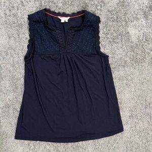 Boden Navy Lace-Yoke Sleeveless Camisole